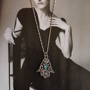 Vintage Hamsa Hand silver necklace